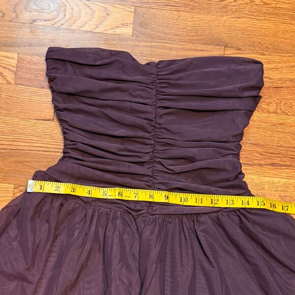 Mistress Rocks Womens Medium Purple Mesh Ruched Handkerchief Asymmetrical Dress - Picture 4 of 8